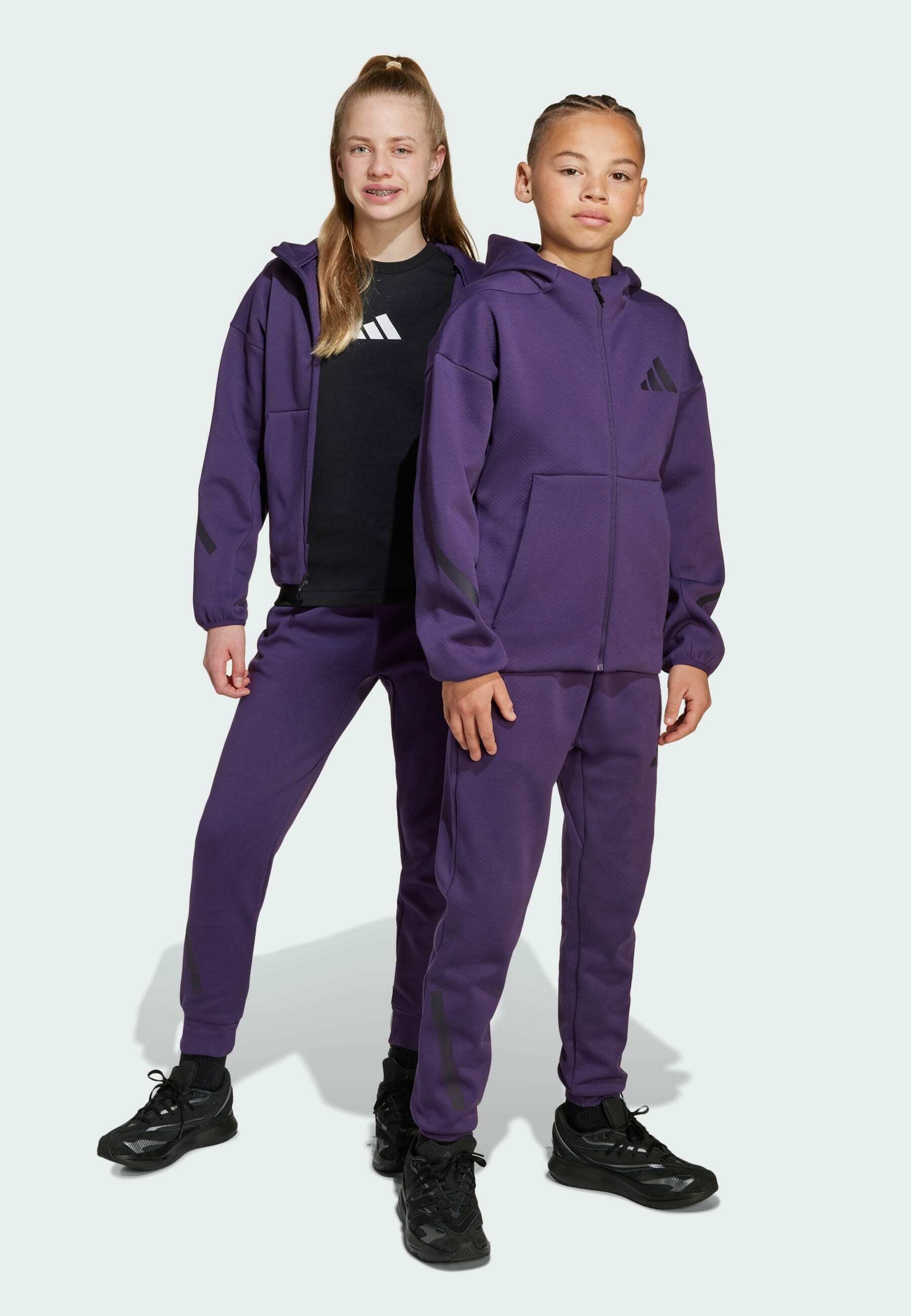 adidas Performance JUNIOR - Bas de survêtement - prune aurore, noir aurore