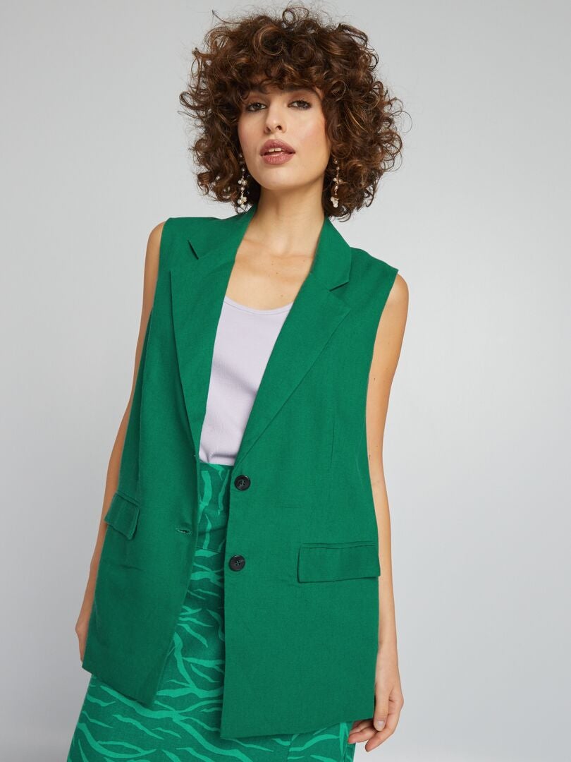 Chaqueta sin mangas con solapas - VERDE