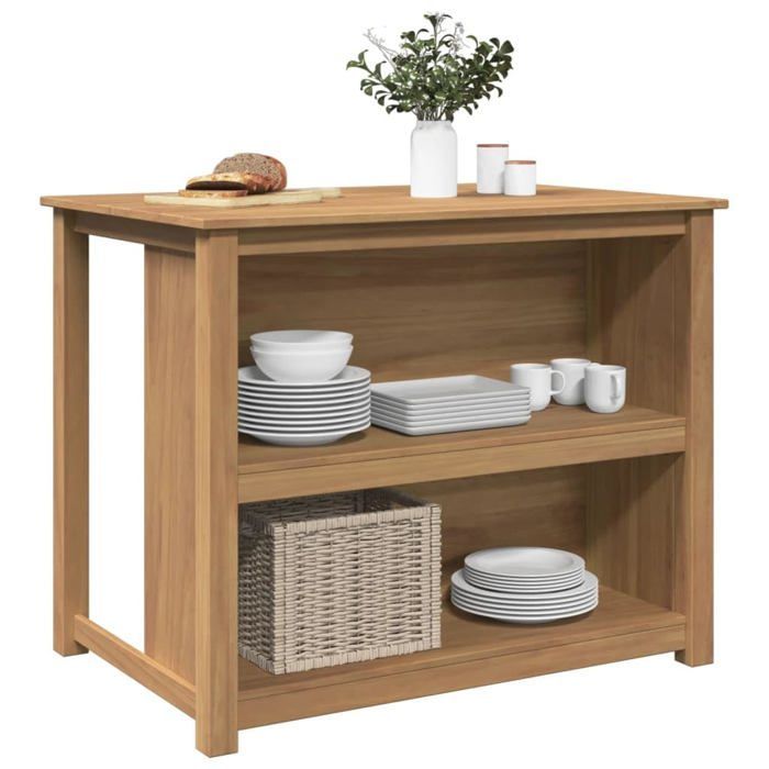Isola da cucina in legno massello - vidaXL - 112x77x90 cm - Legno di pino - Marrone - Rustico - Cera color miele