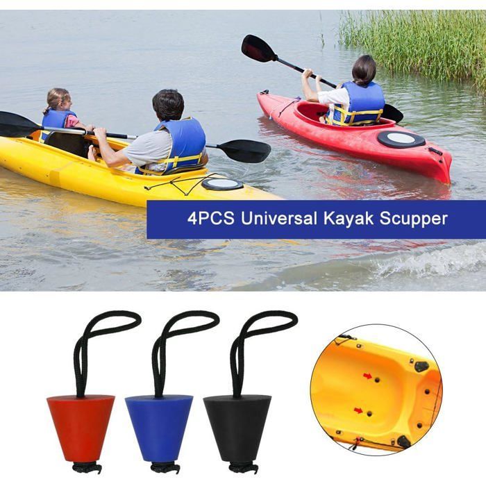 Universelles Kajak-Ablaufstopfen-Set – Schwarz – 4er-Pack