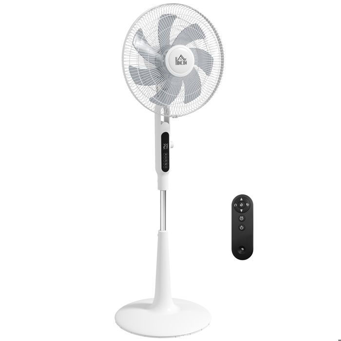 Ventilador de pedestal HOMCOM Ø 42cm 40W 3 modos 28 velocidades, función antimosquitos, altura ajustable, oscilación de 75°, blanco