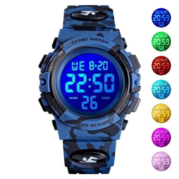 Reloj deportivo SHARPHY para niños, resistente al agua, digital LED, estilo militar 2020, correa azul, regalo para niños.