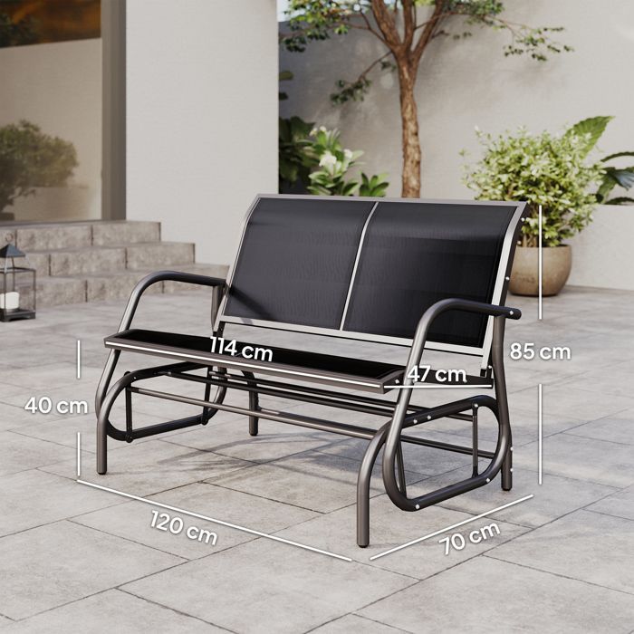 Outsunny - Banco de jardín - Metal - 120x70x85cm - Negro