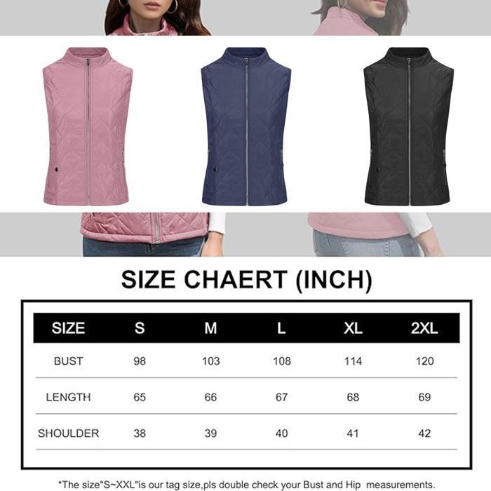 Gilet Sans Manches Femme - Zippé Veste Hiver Gilet-Doudoune Léger Hiver/Automne - Pour Voyage/Travail-Blanc