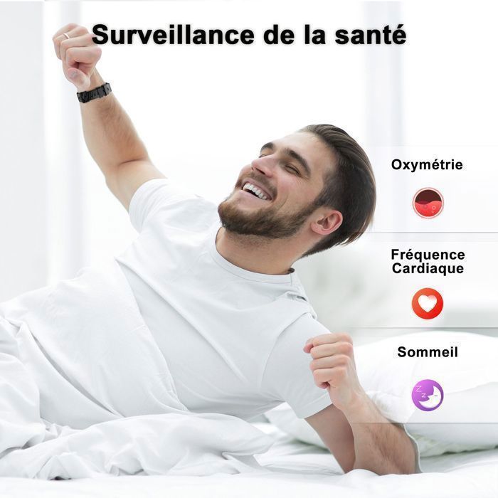 Blackview Montre Connectée Femme Homme avec Fréquence Cardiaque Sommeil Fitness Tracker 24 Modes Sportifs 2 Bracelets -Android iOS