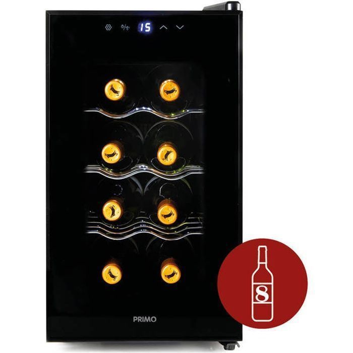 Bodega para vinos PRIMO PR169WK - Independiente - 8 botellas - Clase energética E - Negra