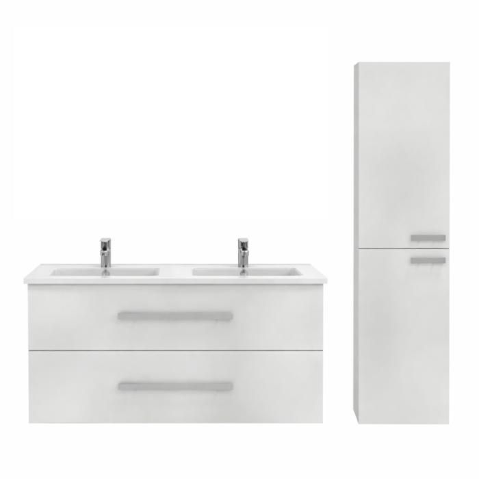 JACOB DELAFON Mueble de baño doble Ola up de 120 cm + columna de baño blanca