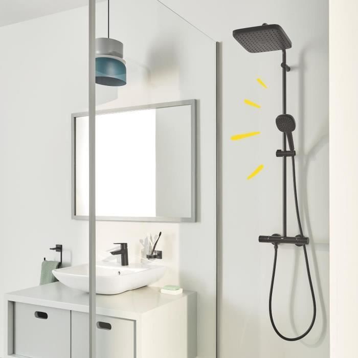 Suihkupylväs termostaattisella sekoittimella - Vettä säästävä - GROHE Vitalio Comfort 250 - Mattamusta - 266962431