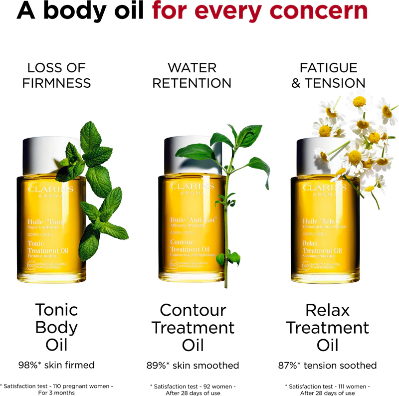 Clarins Tonic Body Treatment Oil is een lichaamsolie met een versterkend effect.