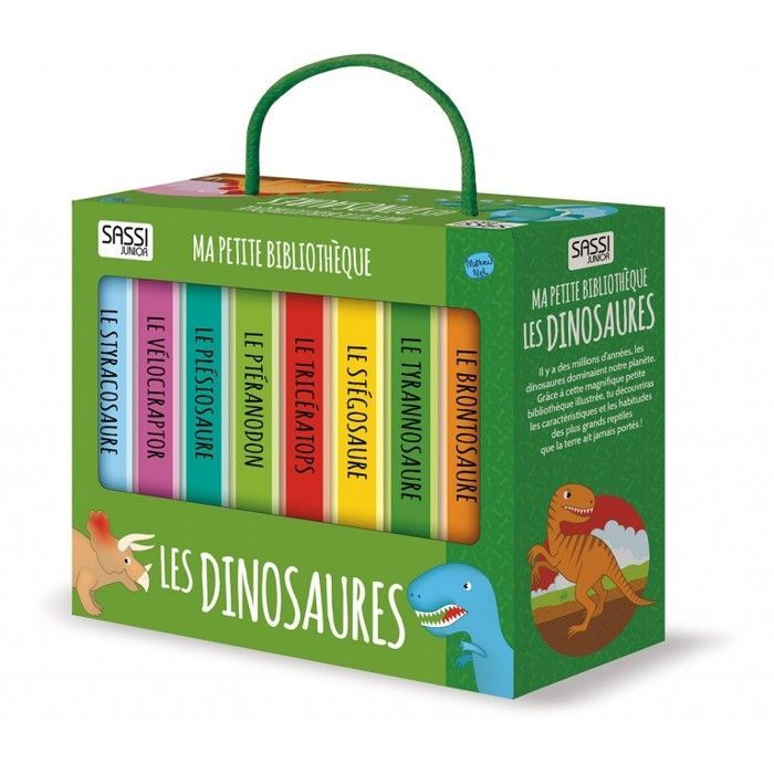 Ma Petite Bibliothèque - Sassi Junior - Les Dinosaures - 8 petits livres illustrés - Couleur principale: Noir