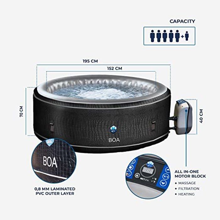 Spa hinchable - Netspa - Boa redondo negro - 5 plazas