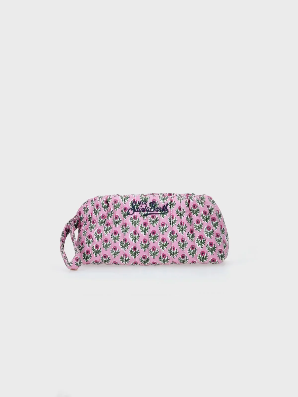 Klein gewatteerd clutch-tasje met bloemenapplicatie