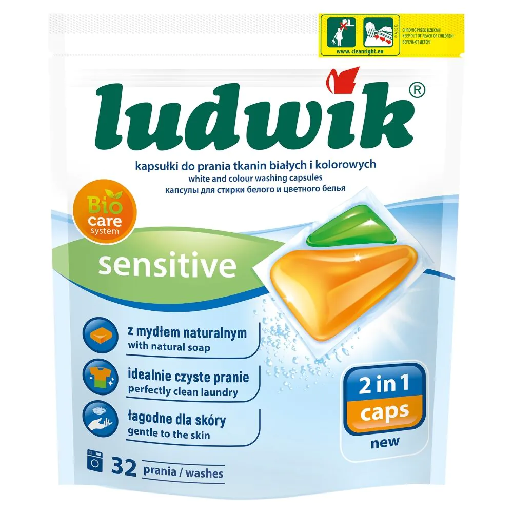 Ludwik Sensitive 2 in 1 Caps Kapsułki do prania tkanin białych i kolorowych