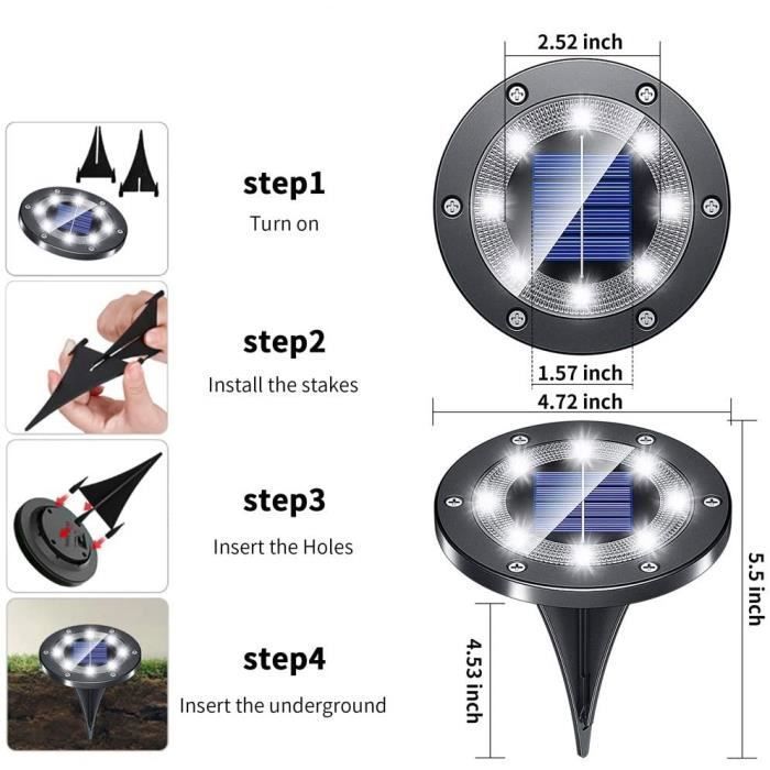 Luces solares para exteriores KENLUMO, 8 luces LED solares para jardín, luz blanca fría de 6000K - Paquete de 8