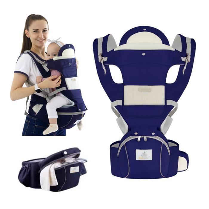 Ergonomic, Physiological, Multifunctional Baby Carrier with Hip Seat and Multiple Pockets for Babies 0-36 Months - Dark Blue