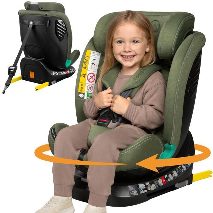 LIONELO Bastiaan One i-Size Convertible Car Seat - 360° Swivel Base - ISOFIX - 40-150 cm - 0-36 kg - Group 0+/1/2/3 - Green