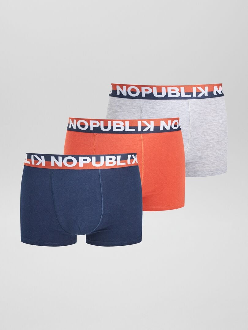 Conjunto de 3 calzoncillos bóxer 'No Publik' - AZUL