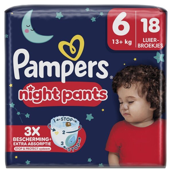 Pampers naktsbiksītes, 6. izmērs, 18 gab.<br>6. izmērs (13+ kg), 18 gab.