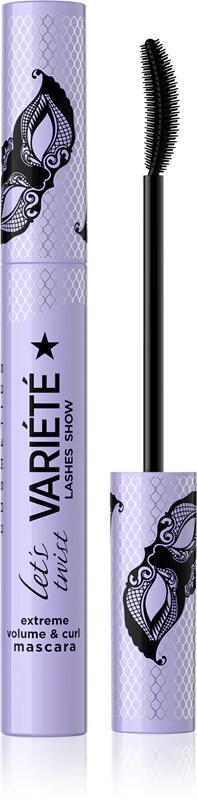 „Eveline Cosmetics Variété Let's Twist“ blakstienų tušas, kuris riesti ir padidina blakstienų apimtį.