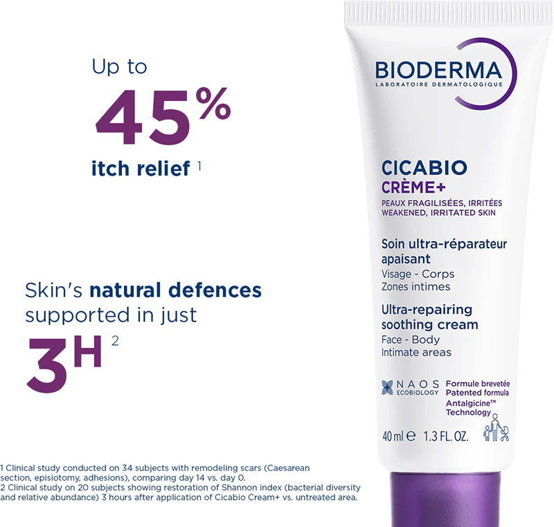Bioderma Cicabio Créme+ cuidado calmante e regenerador para tratamento de cicatrizes
