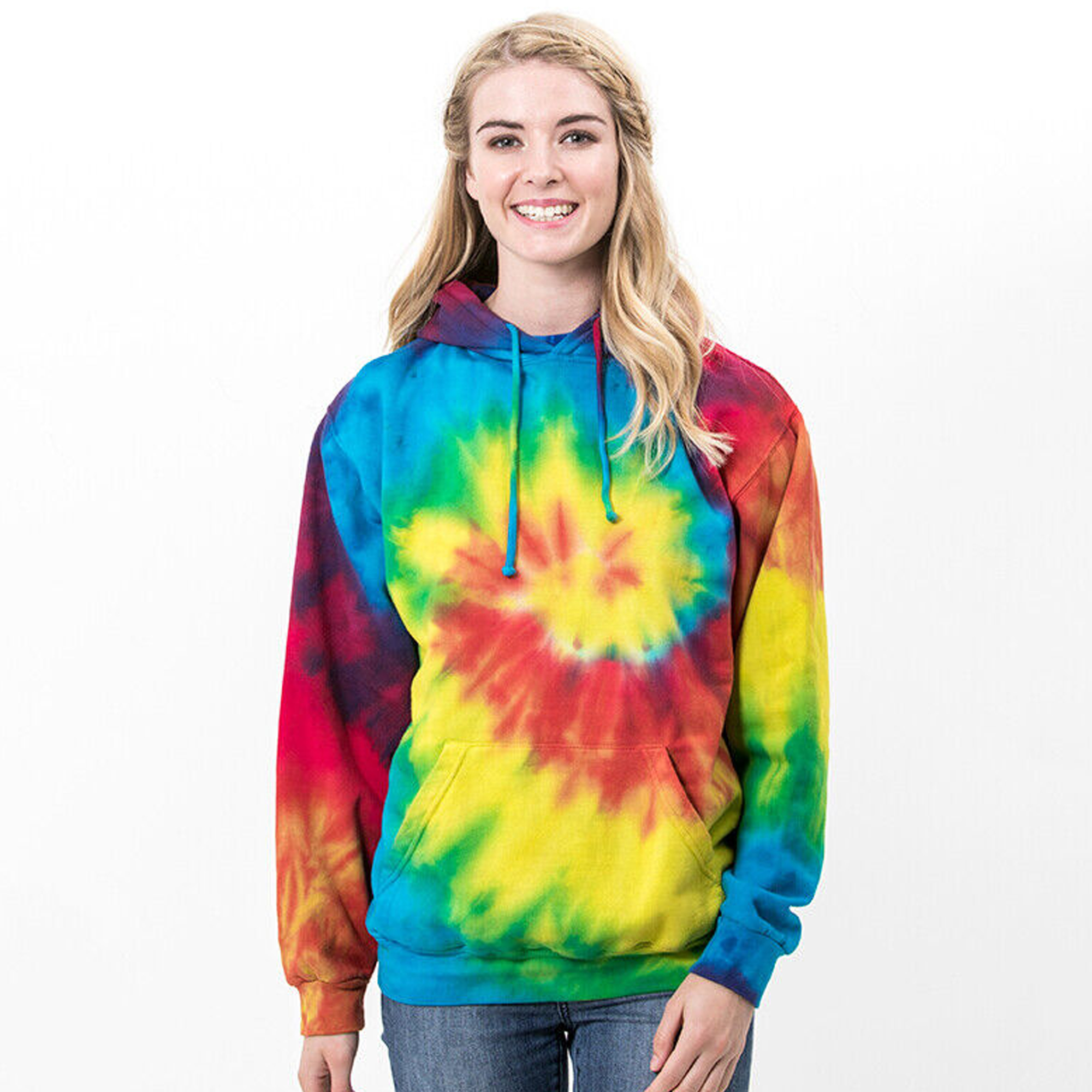 Sudadera Con Capucha Teñida Modelo Rainbow Tie Dye Colortone