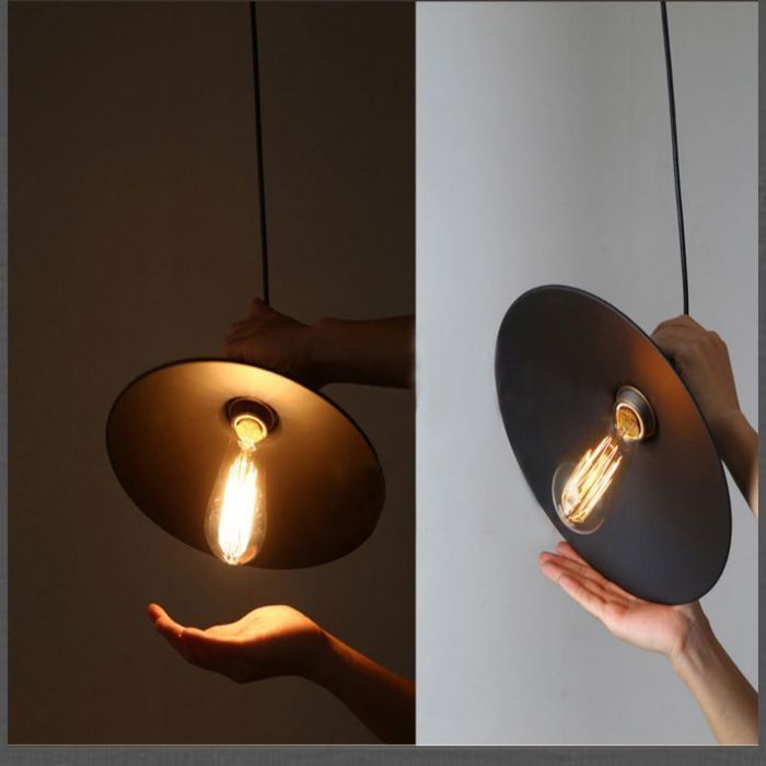 Suspension Luminaire Industrielle Vintage Lustre UNI - Noir - WOTTES - 2 ampoules - 40W - E27