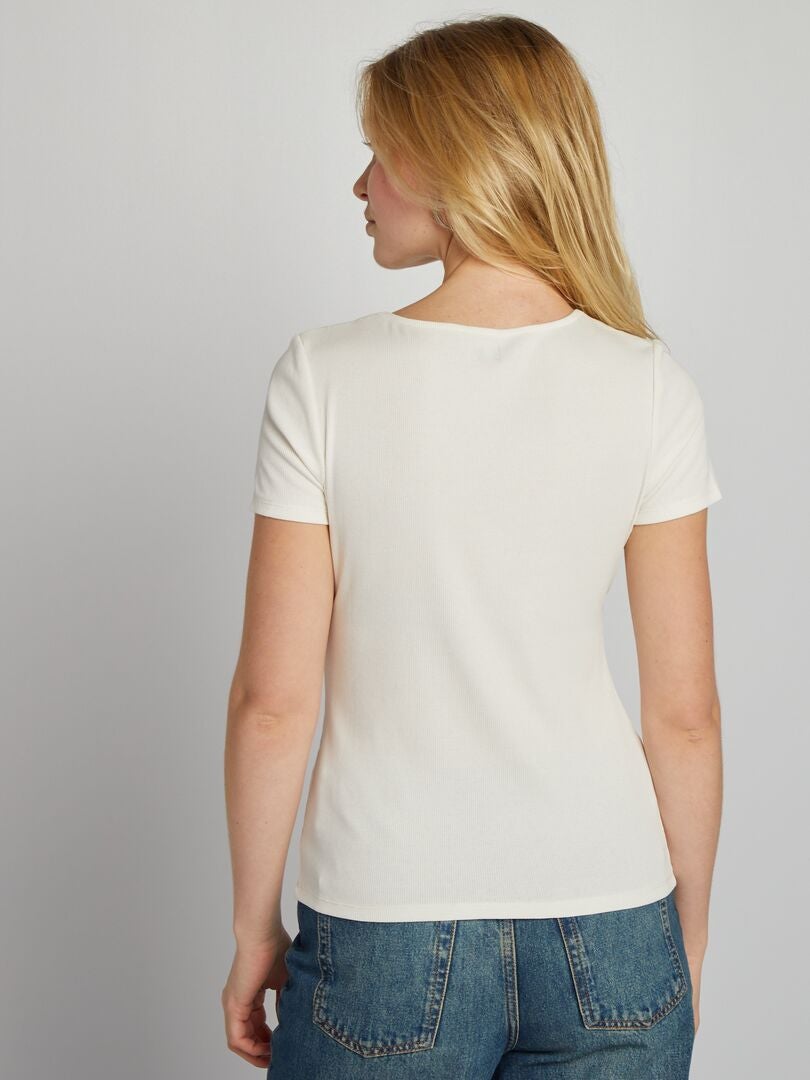 Camiseta de punto acanalado - BLANCA