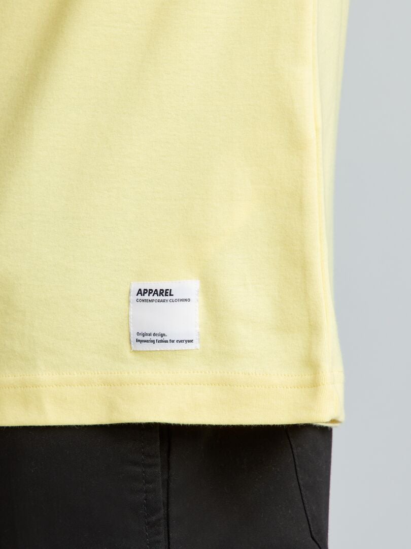 Camiseta de algodón de cuello redondo - AMARILLA