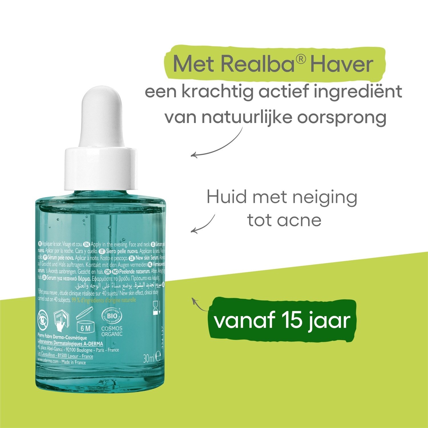 A-DERMA Glowserum Biology AC naktinis šveičiamasis serumas jaunai odai - 30 ml