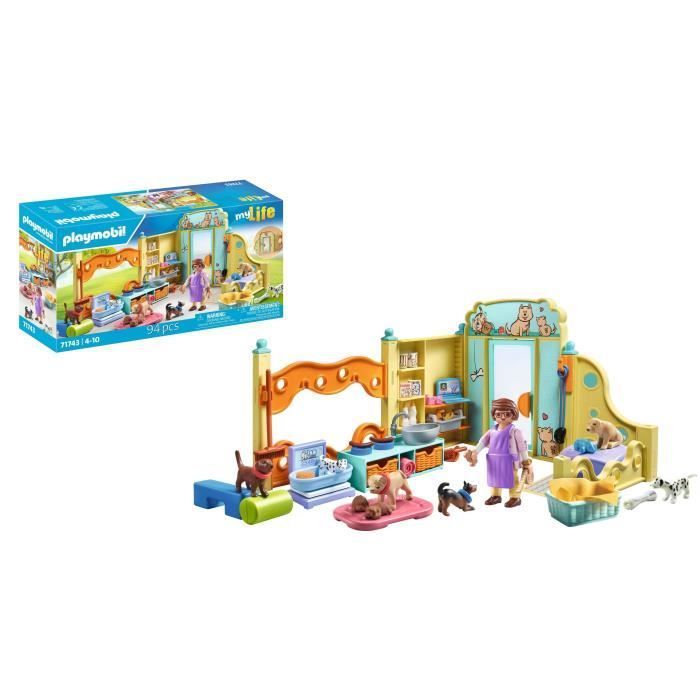 PLAYMOBIL 71743 Centre de soin canin avec 8 chiens et soigneur, My Life, 94 pièces, Dès 4 ans