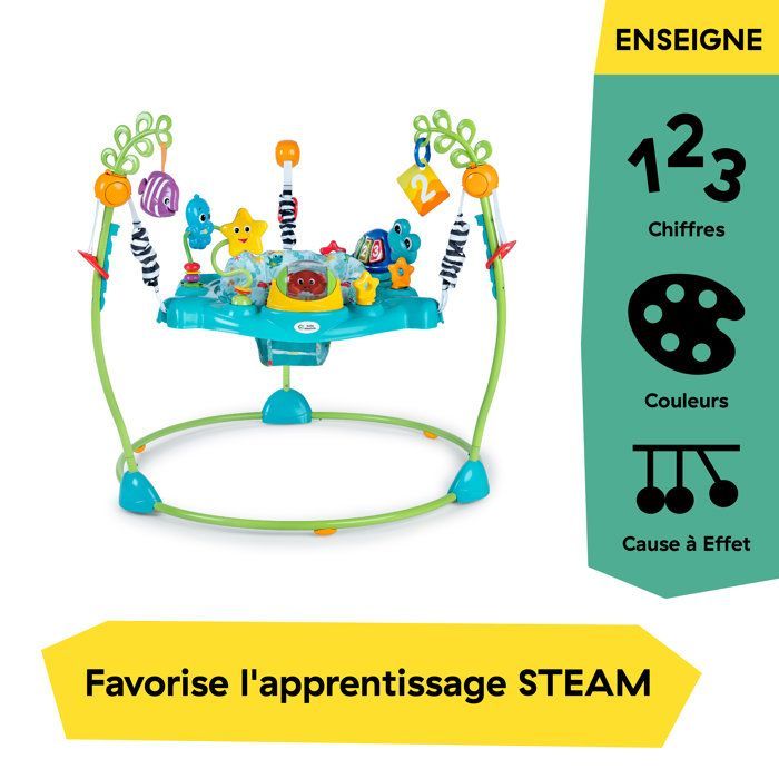 BABY EINSTEIN Aire d'éveil à rebonds Curiosity, éducative 2 en 1 et jouet au sol, jeux à 360° 6M+ cadeau bébé