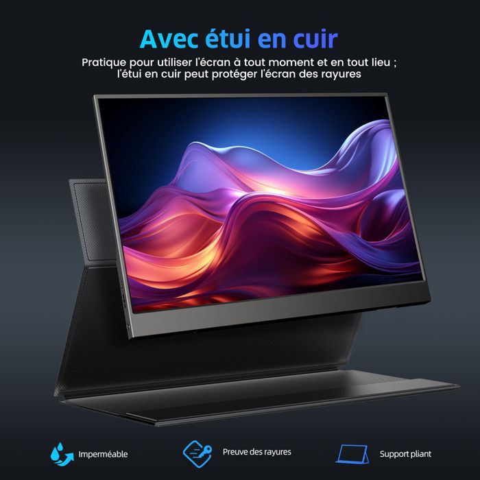 Monitor portatile UPERFECT da 15,6 pollici FHD Full HD IPS, 60Hz, rapporto di contrasto 1200:1, compatibile VESA.