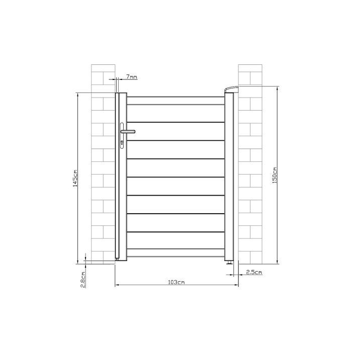 Puerta batiente de aluminio macizo NAZARIO, 103 cm de ancho x 150 cm de alto, color antracita.