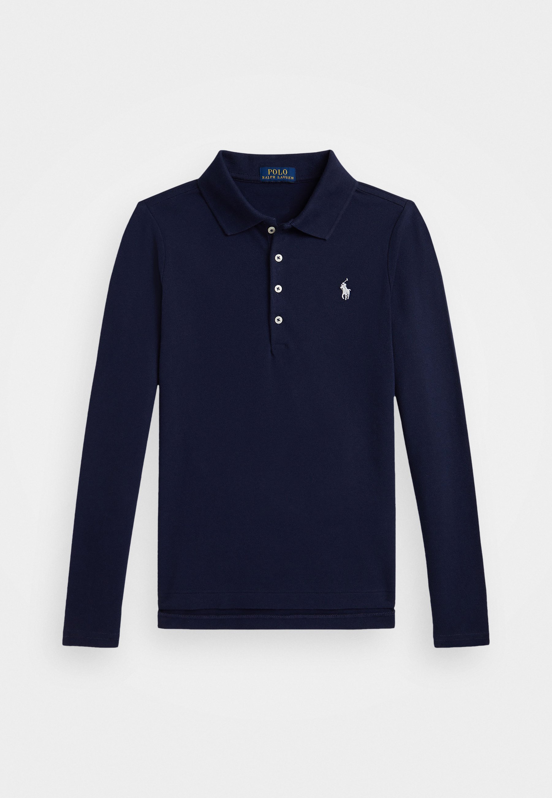 Polo Ralph Lauren poloshirt met lange mouwen van katoen mesh - Poloshirt - verfijnd marineblauw/wit