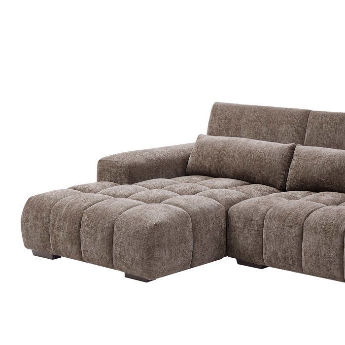 Canapé d'angle gauche en tissu texturé taupe LOPONZA