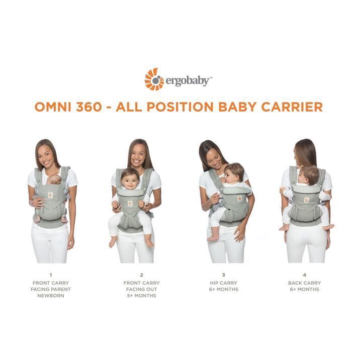 Porte-bébé Ergobaby Cool Air Omni 360 Kaki Vert - À partir de la naissance - 4 positions