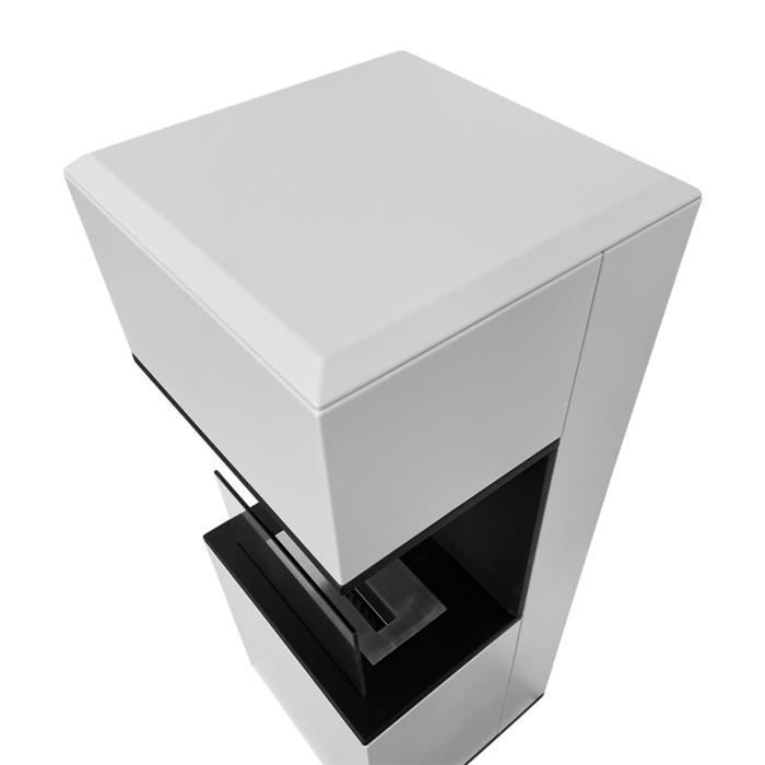 Chimenea de bioetanol - DIVINA FIRE - Oslo - Acero - Blanco - 100 cm de altura