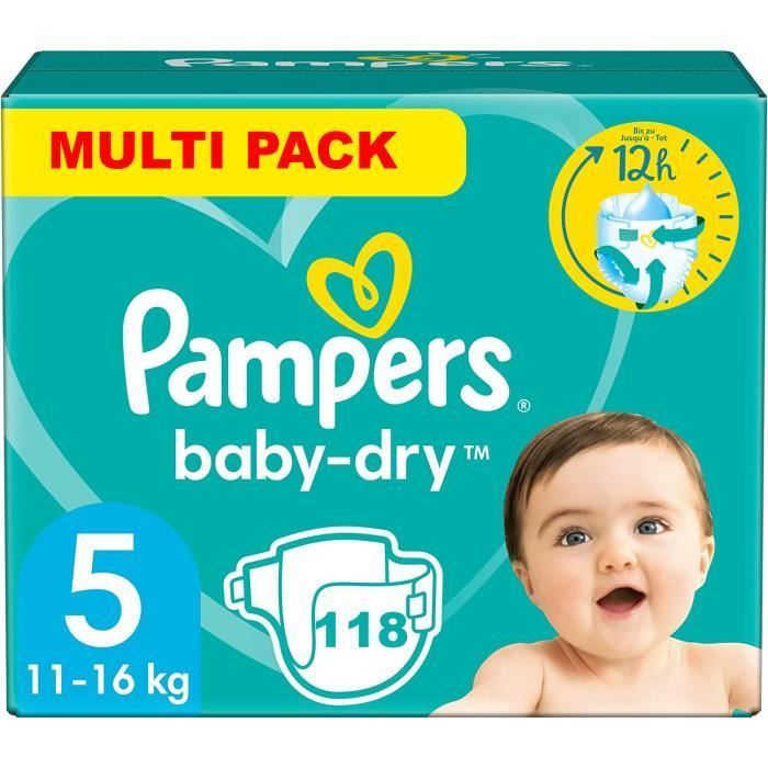 PAMPERS BABY-DRY TALLA 5 118 PAÑALES (11-16 KG)