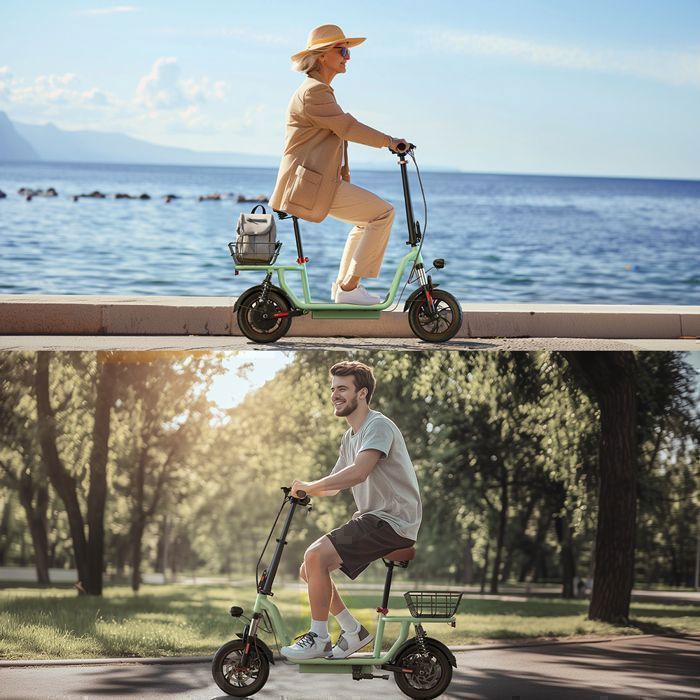 iScooter Electric Scooter with Adult Seat (120kg Capacity), Green, 12