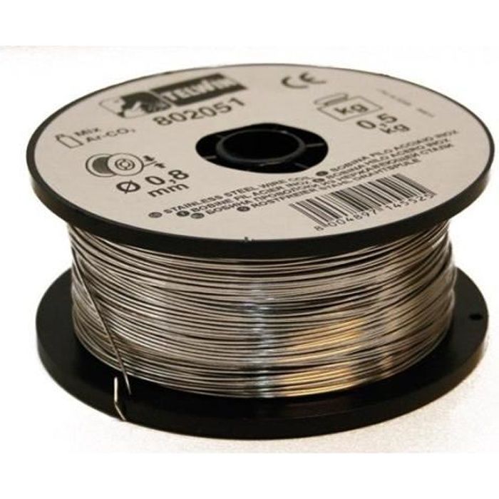 Bobina de alambre - Telwin - Acero inoxidable - 0,8 mm - 500 g - Se vende por unidad