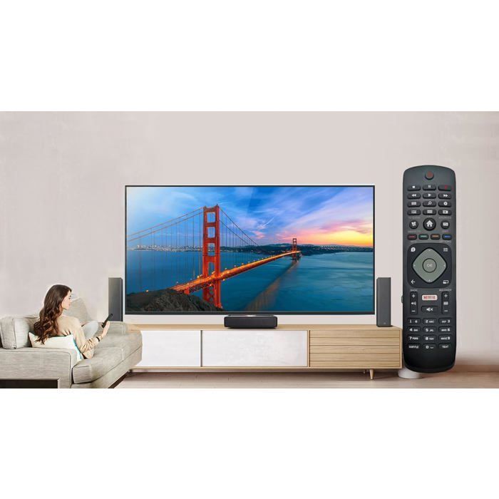 Mando a distancia universal de repuesto para mandos a distancia de televisores Philips.