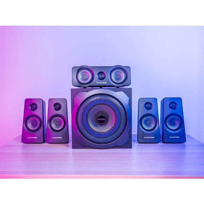 Kit enceintes PC 5.1 - Trust - GXT 658 Tytan - 180W RMS - Son surround immersif - Subwoofer puissant - Télécommande