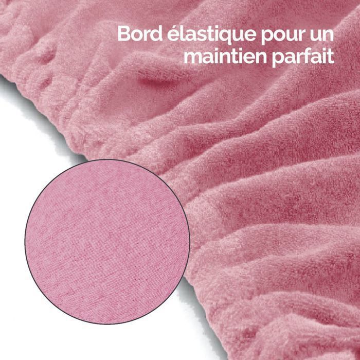 Protective fitted sheet in terry cloth for massage table - Pastel pink - Vivezen