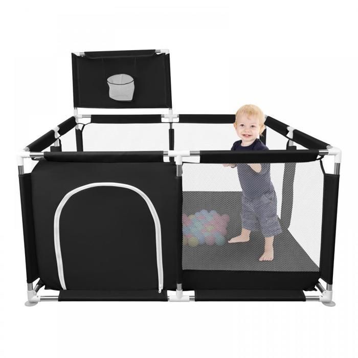 Parque infantil XUANYU - Con ventosas + puerta con cremallera + pelotas de juego - Parque infantil para interior y exterior - Negro