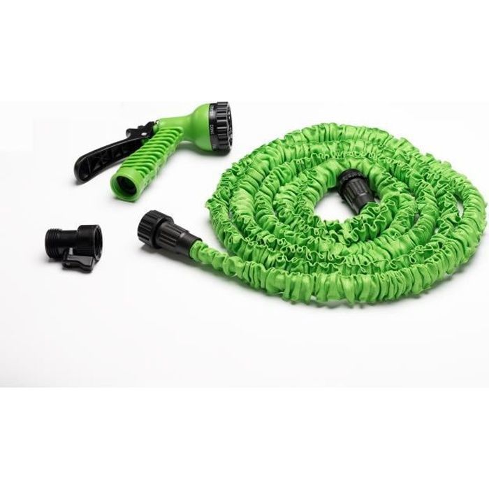 Tuyau d'arrosage - LUCIEN LE JARDINIER - 7,5 m - Pistolet multi-jet 7 fonctions - Vert - Manuel YYV