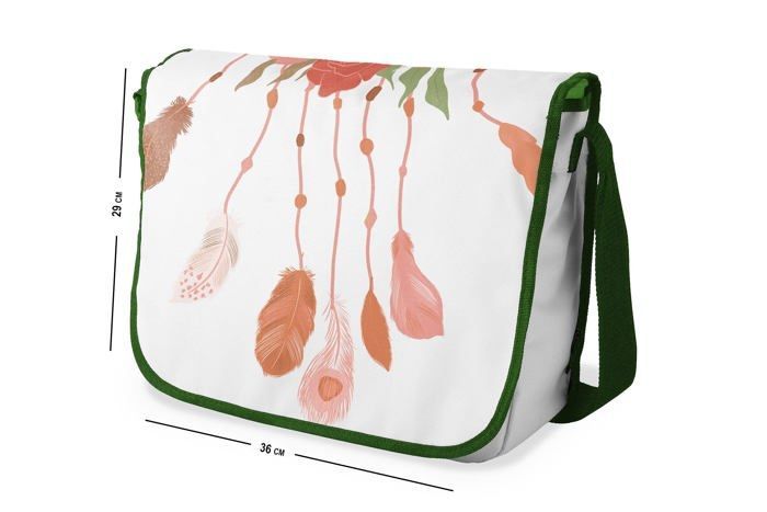 Cartella per bambini in cotone stampato verde - borsa a tracolla con tracolla regolabile, robusta e spaziosa
