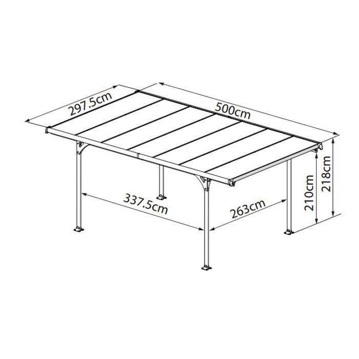 Verona 5000 Aluminium-Carport – Chalet & Garten – Grau – Doppelwandiges Polycarbonat – Langlebig