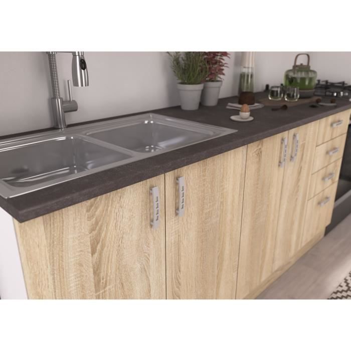 Cocina modular completa SARA - 5 elementos - Acabado roble Sonoma - Ancho 180 cm - Encimera no incluida