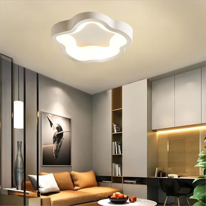 WOTTES  Plafonnier LED Moderne Blanc - 14W Blanc Chaud Luminaire Fleur Lampe de Plafond pour Couloir Salle de bain - 1pcs Dia 23cm