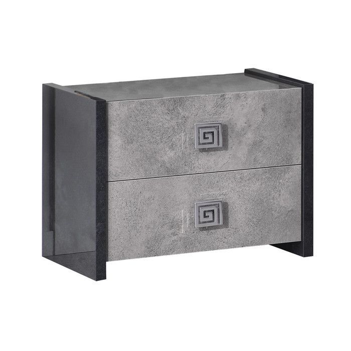 HYDE - Chambre Complète 160x200cm Gris Effet Pierre avec Leds